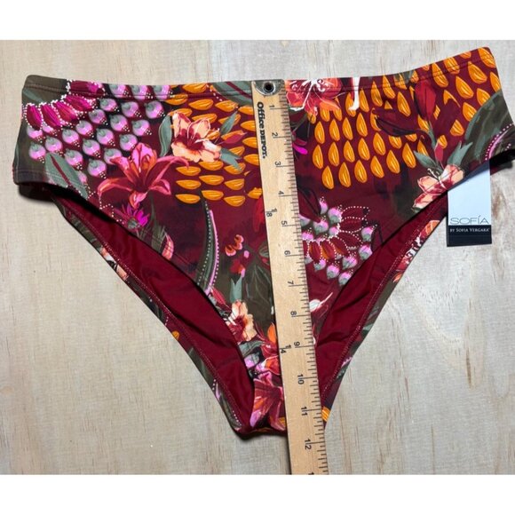 Sofía By Sofia Vergara Floral Cheeky Midster Bikini Bottom Womens L 12-14 - Picture 9 of 10